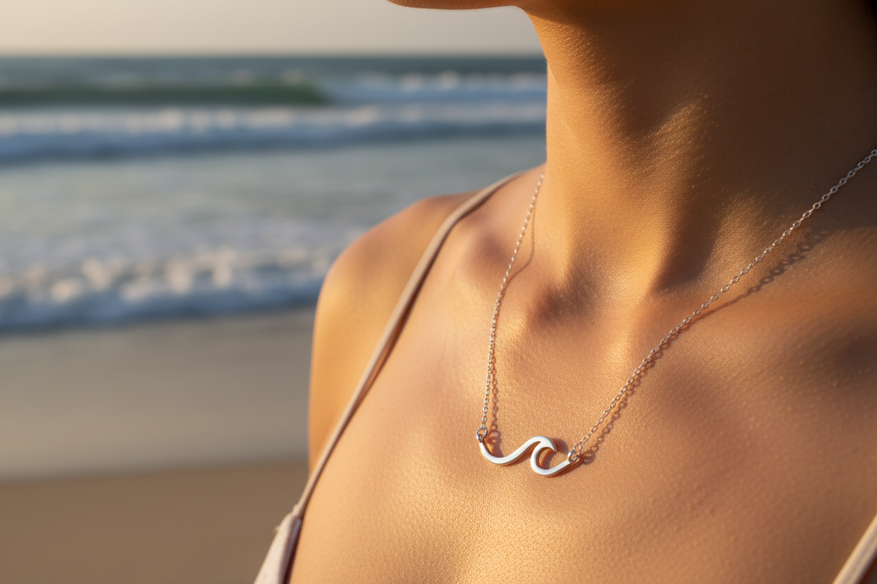 Silver Wave Necklace Lifestyle 1