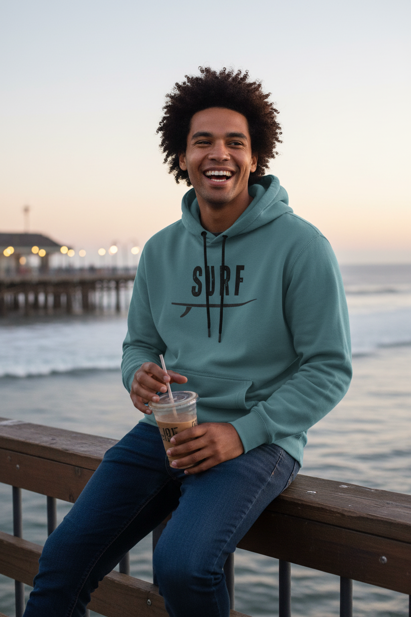 Steel Blue SURF Hoodie - Santa Monica Pier