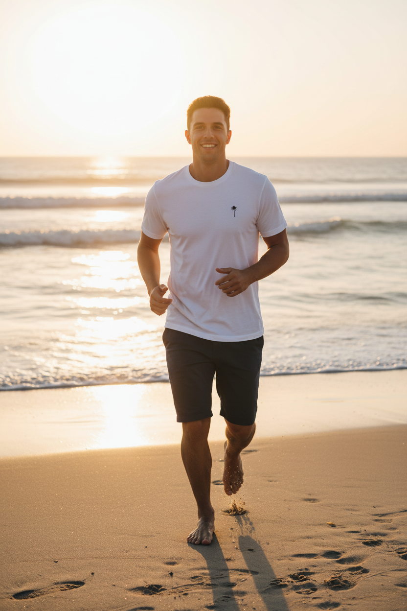 White Good Vibes Tee Front - Sunrise Jog