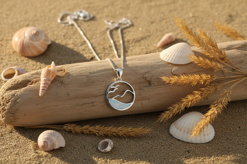 White Opal Ocean Pendant - Flat Lay