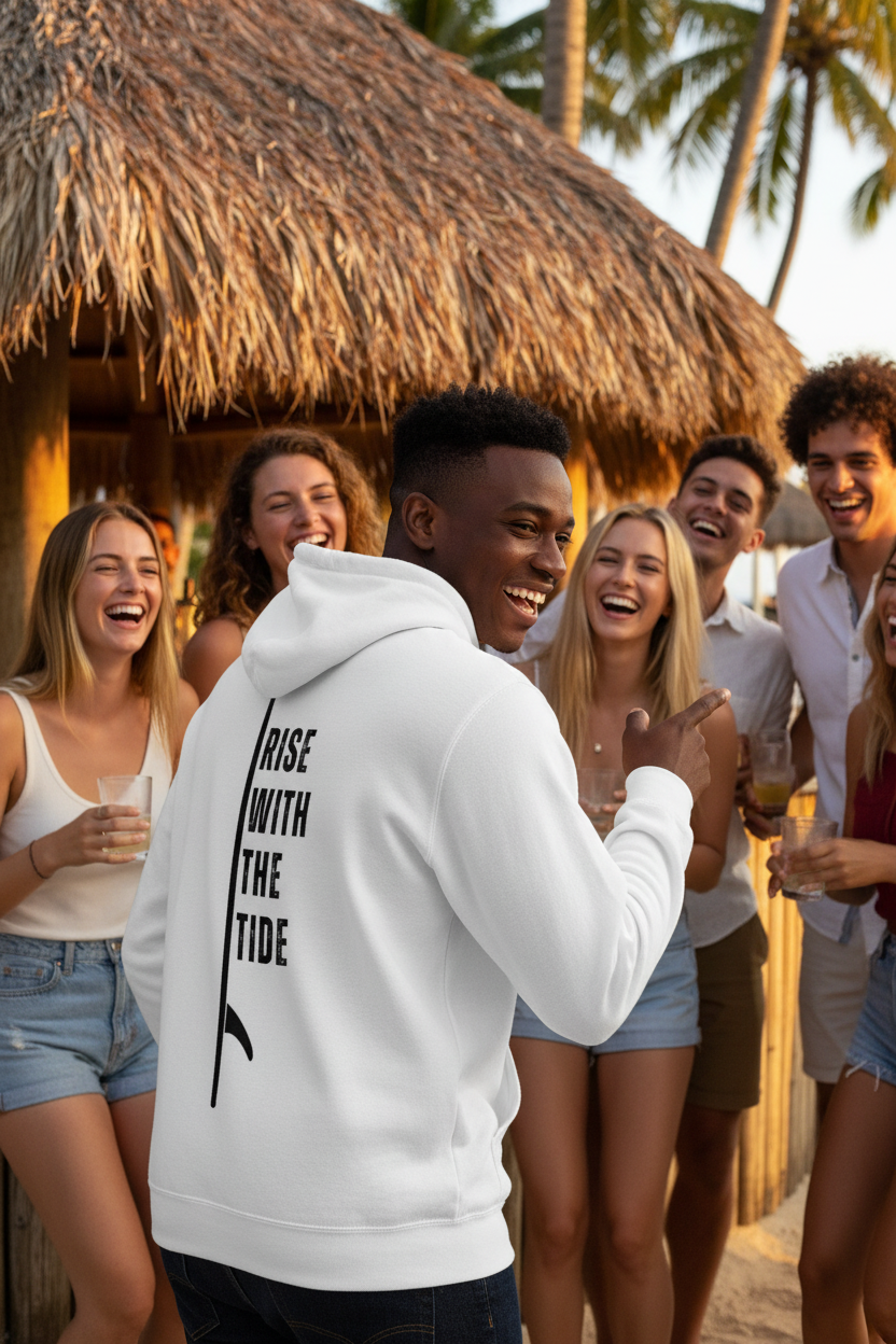 White - Rise With The Tide Back - Tiki Bar Laughing