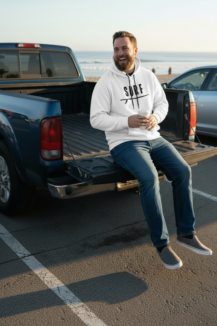 White SURF Hoodie - Beach Parking Lot Tailgate