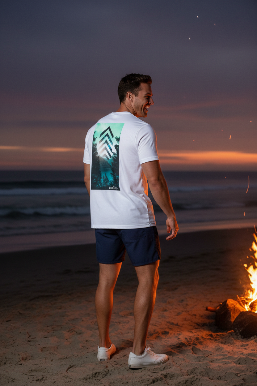 White Tee — Bonfire Back